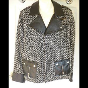 Leather & Tweed Moto-inspired Jacket NEW Large
